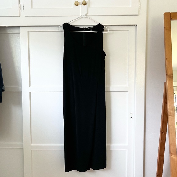 EILEEN FISHER Black Tencel Lyocell Blend Faux Wrap Wide Leg Jumpsuit Size Small - Picture 2 of 7